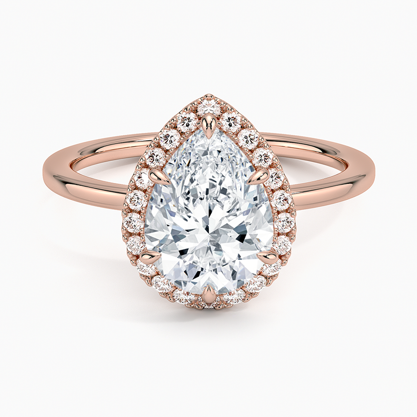 2.25 Karat Damla Halo Tasarım Tektaş Laboratuvar Pırlanta Yüzük 18K -Ophelia - Bold Diamonds