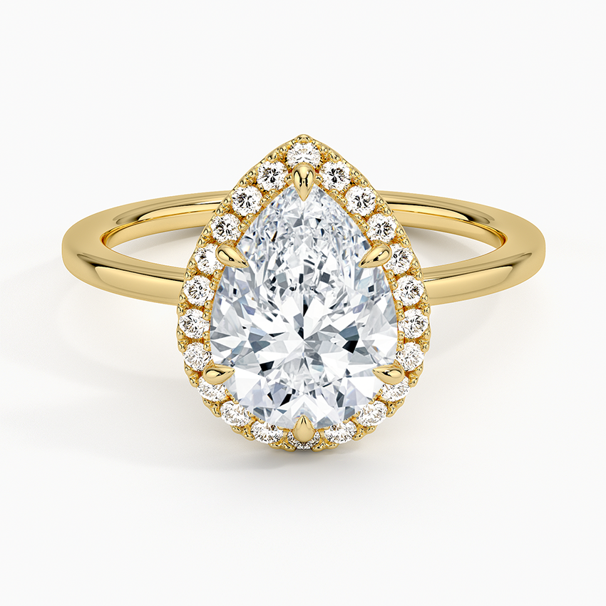 2.25 Karat Damla Halo Tasarım Tektaş Laboratuvar Pırlanta Yüzük 18K -Ophelia - Bold Diamonds