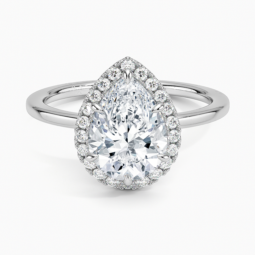 2.25 Karat Damla Halo Tasarım Tektaş Laboratuvar Pırlanta Yüzük 18K -Ophelia - Bold Diamonds