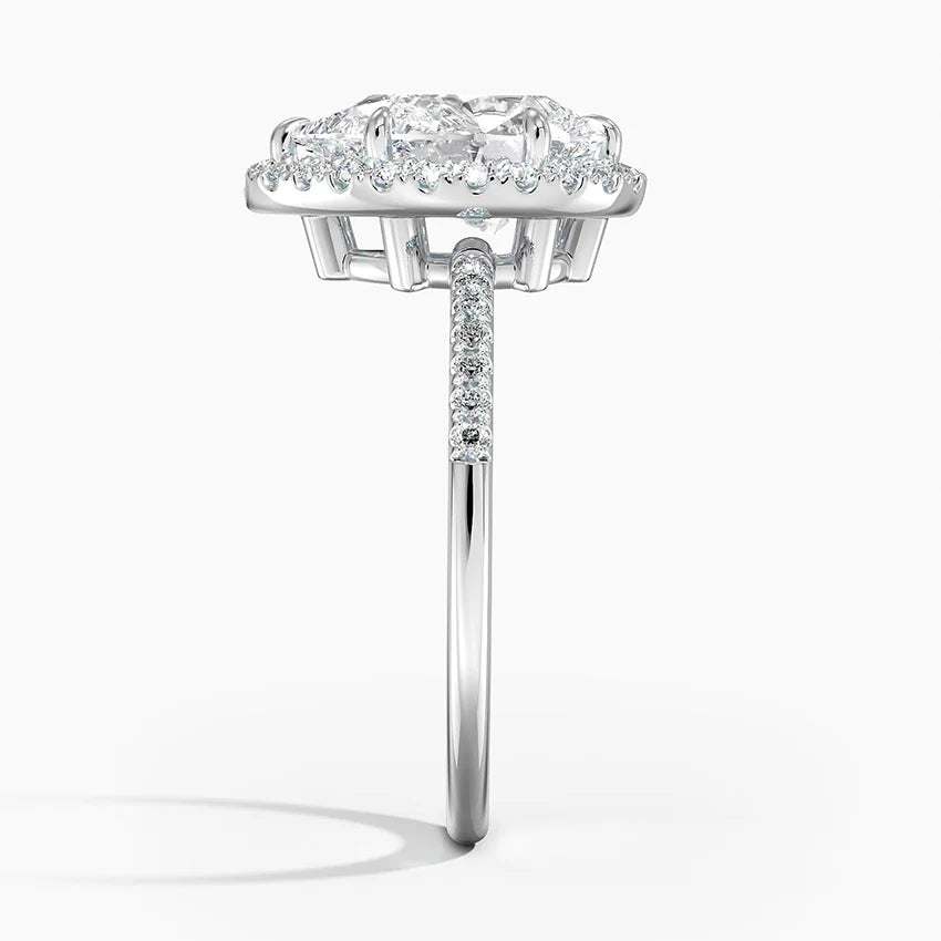2.25 Karat Damla Halo Tasarım Tektaş Laboratuvar Pırlanta Yüzük 18K -Valora - Bold Diamonds
