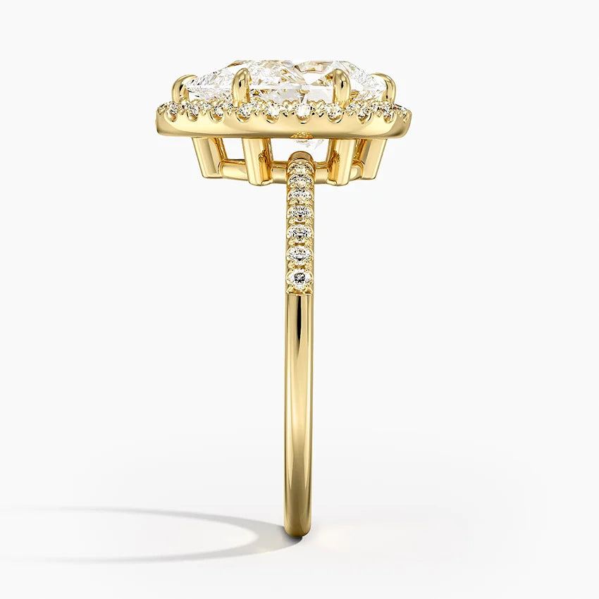 2.25 Karat Damla Halo Tasarım Tektaş Laboratuvar Pırlanta Yüzük 18K -Valora - Bold Diamonds
