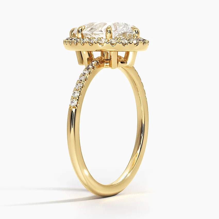 2.25 Karat Damla Halo Tasarım Tektaş Laboratuvar Pırlanta Yüzük 18K -Valora - Bold Diamonds