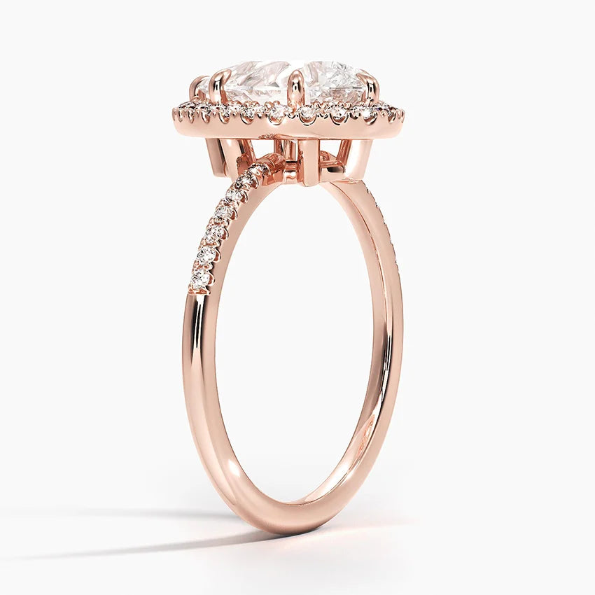 2.25 Karat Damla Halo Tasarım Tektaş Laboratuvar Pırlanta Yüzük 18K -Valora - Bold Diamonds