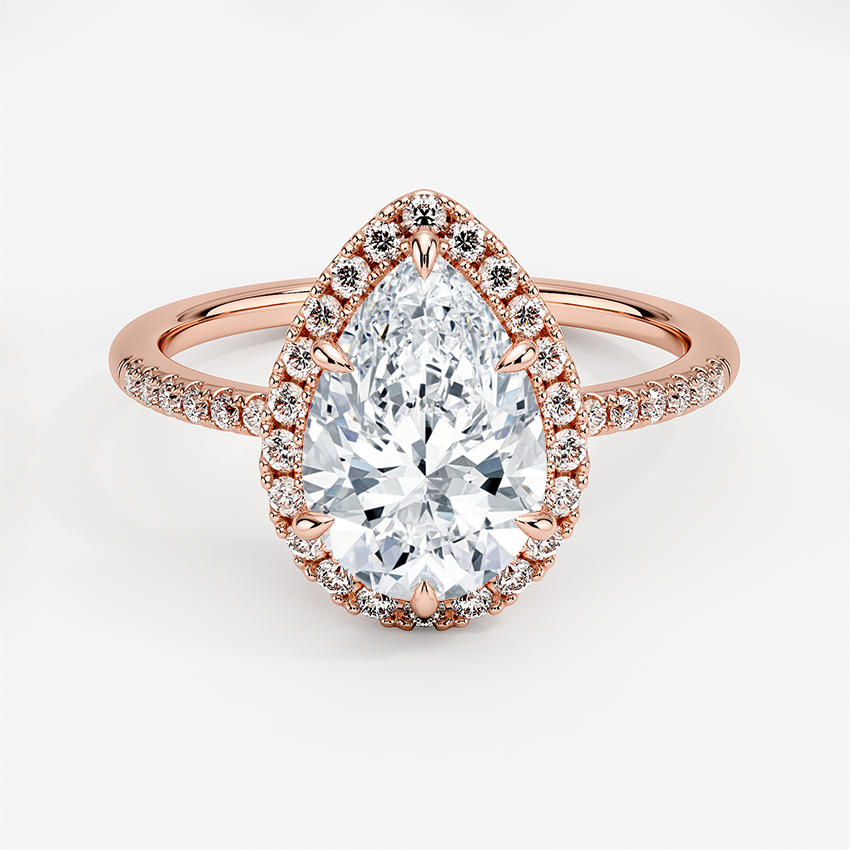 2.25 Karat Damla Halo Tasarım Tektaş Laboratuvar Pırlanta Yüzük 18K -Valora - Bold Diamonds