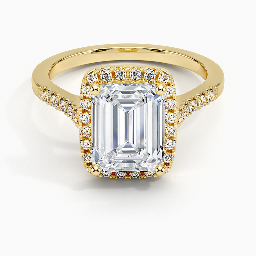 2,25 Karat Emerald Halo Tasarım Tektaş Laboratuvar Pırlanta Yüzük 18K - Lunara - Bold Diamonds