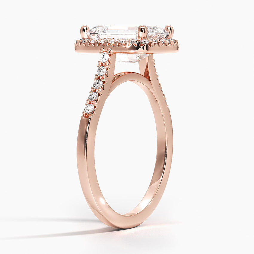 2,25 Karat Emerald Halo Tasarım Tektaş Laboratuvar Pırlanta Yüzük 18K - Lunara - Bold Diamonds
