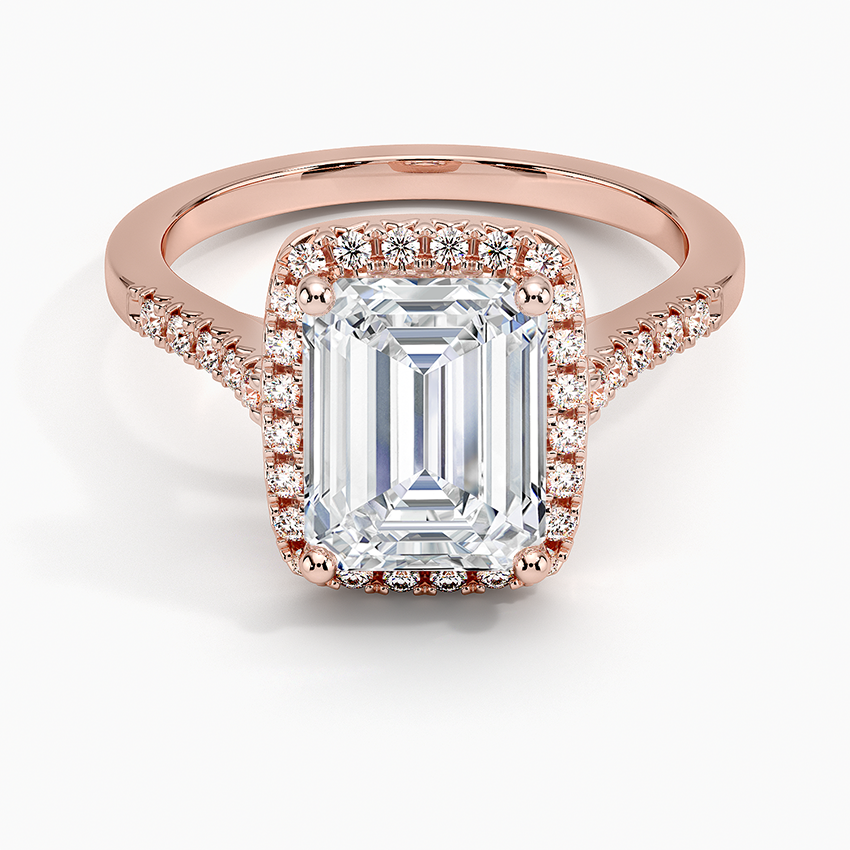2,25 Karat Emerald Halo Tasarım Tektaş Laboratuvar Pırlanta Yüzük 18K - Lunara - Bold Diamonds