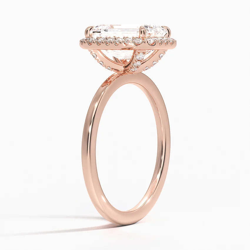 2.25 Karat Emerald Halo Tasarım Tektaş Laboratuvar Pırlanta Yüzük 18K - Ophelia - Bold Diamonds