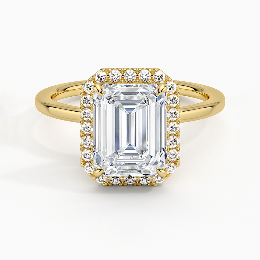 2.25 Karat Emerald Halo Tasarım Tektaş Laboratuvar Pırlanta Yüzük 18K - Ophelia - Bold Diamonds
