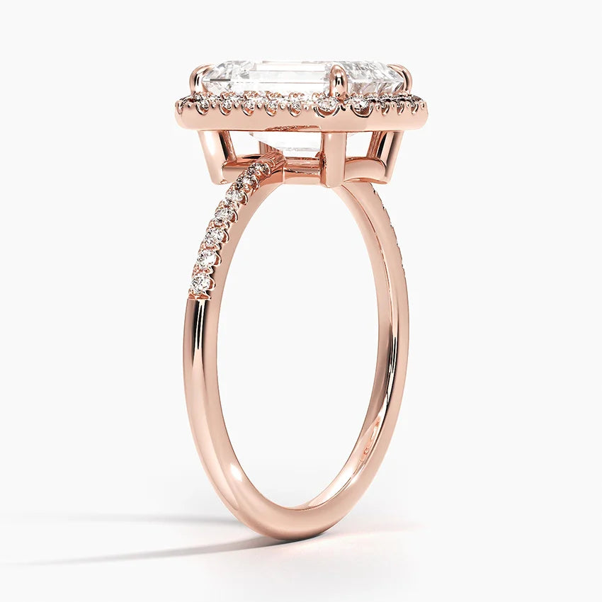 2.25 Karat Emerald Halo Tasarım Tektaş Laboratuvar Pırlanta Yüzük 18K -Valora - Bold Diamonds
