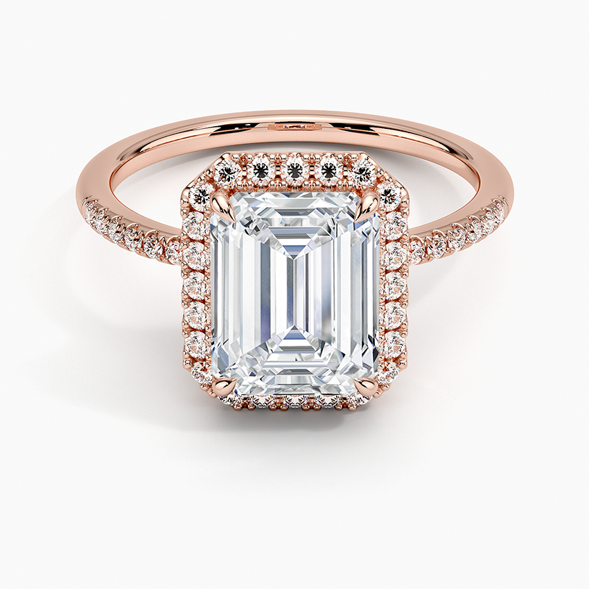 2.25 Karat Emerald Halo Tasarım Tektaş Laboratuvar Pırlanta Yüzük 18K -Valora - Bold Diamonds