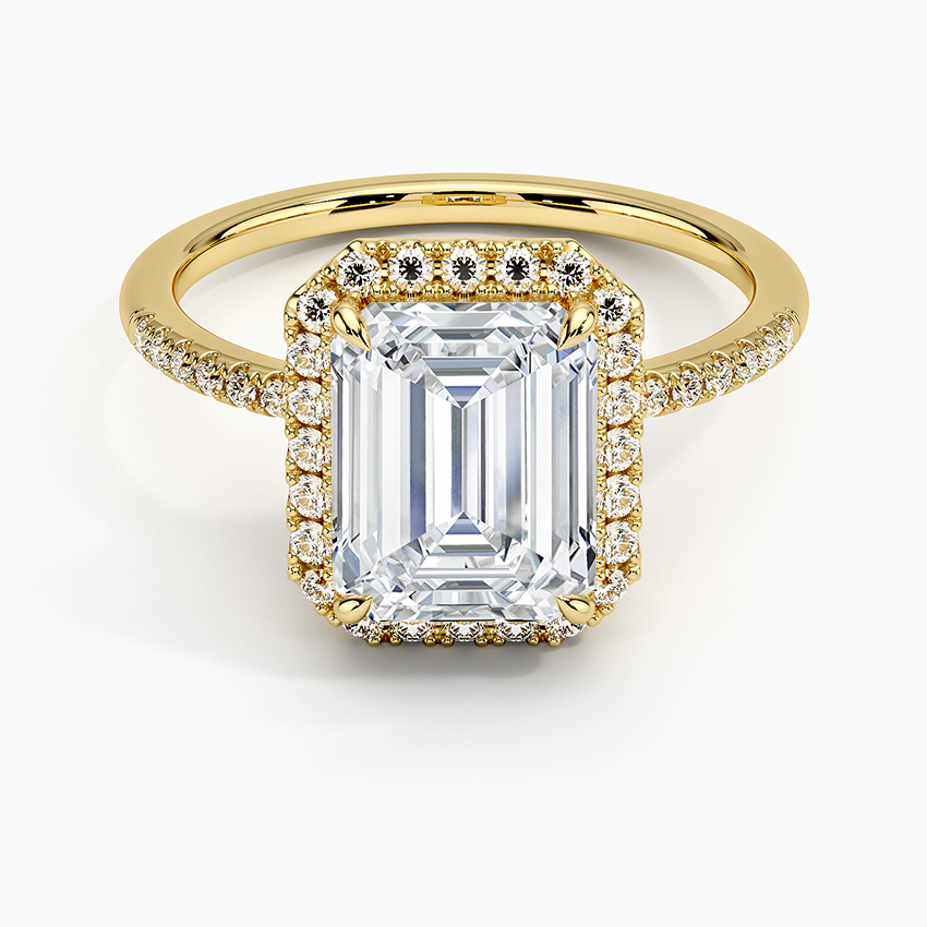 2.25 Karat Emerald Halo Tasarım Tektaş Laboratuvar Pırlanta Yüzük 18K -Valora - Bold Diamonds