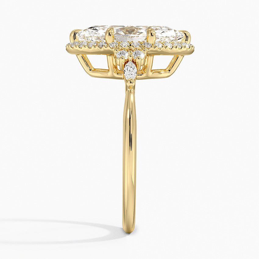2.25 Karat Marquise Halo Tasarım Tektaş Laboratuvar Pırlanta Yüzük 18K -Amara - Bold Diamonds