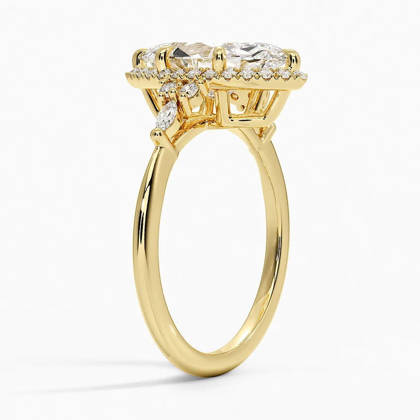 2.25 Karat Marquise Halo Tasarım Tektaş Laboratuvar Pırlanta Yüzük 18K -Amara - Bold Diamonds