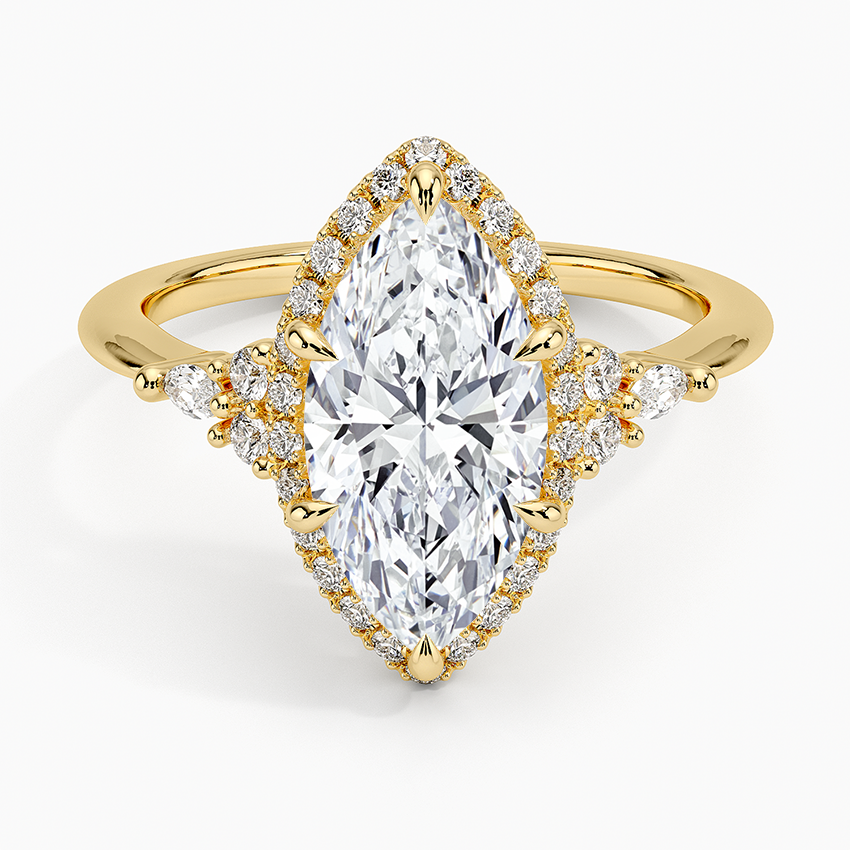 2.25 Karat Marquise Halo Tasarım Tektaş Laboratuvar Pırlanta Yüzük 18K -Amara - Bold Diamonds