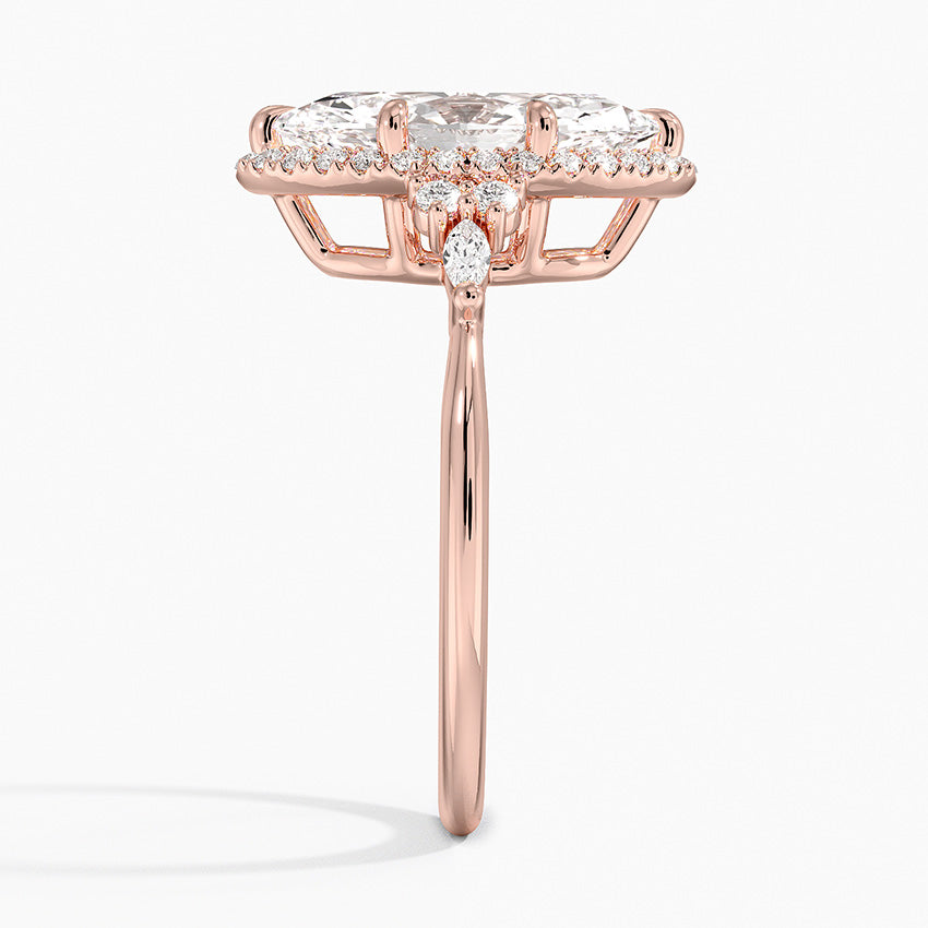 2.25 Karat Marquise Halo Tasarım Tektaş Laboratuvar Pırlanta Yüzük 18K -Amara - Bold Diamonds