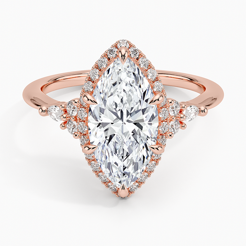 2.25 Karat Marquise Halo Tasarım Tektaş Laboratuvar Pırlanta Yüzük 18K -Amara - Bold Diamonds