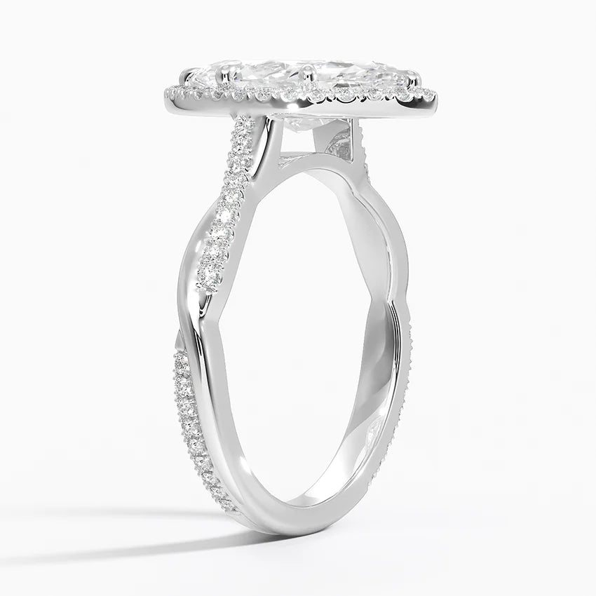 2.25 Karat Marquise Halo Tasarım Tektaş Laboratuvar Pırlanta Yüzük 18K -Diamora - Bold Diamonds