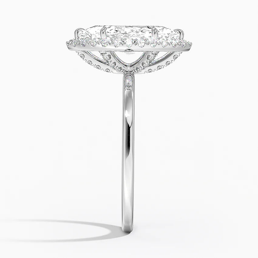 2.25 Karat Marquise Halo Tasarım Tektaş Laboratuvar Pırlanta Yüzük 18K -Ophelia - Bold Diamonds
