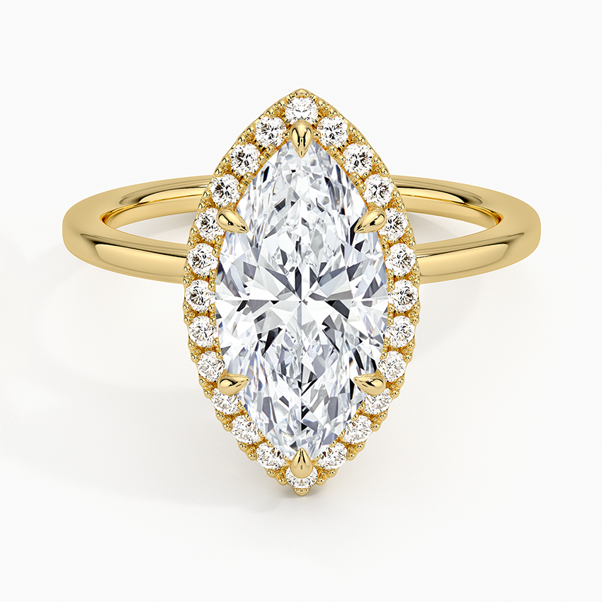 2.25 Karat Marquise Halo Tasarım Tektaş Laboratuvar Pırlanta Yüzük 18K -Ophelia - Bold Diamonds