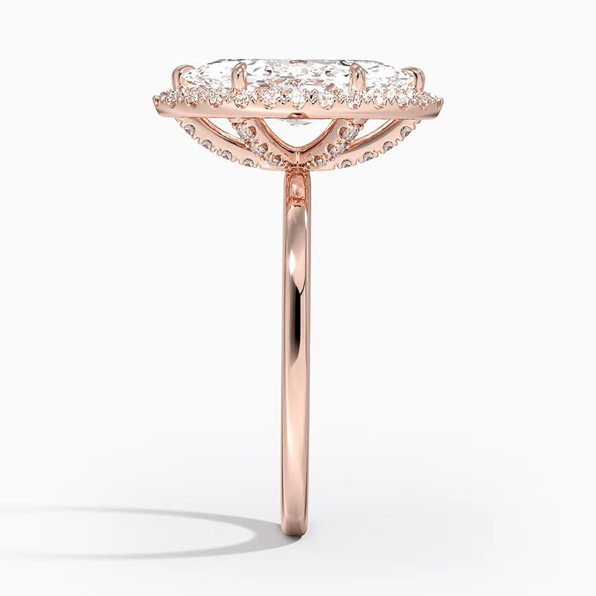 2.25 Karat Marquise Halo Tasarım Tektaş Laboratuvar Pırlanta Yüzük 18K -Ophelia - Bold Diamonds
