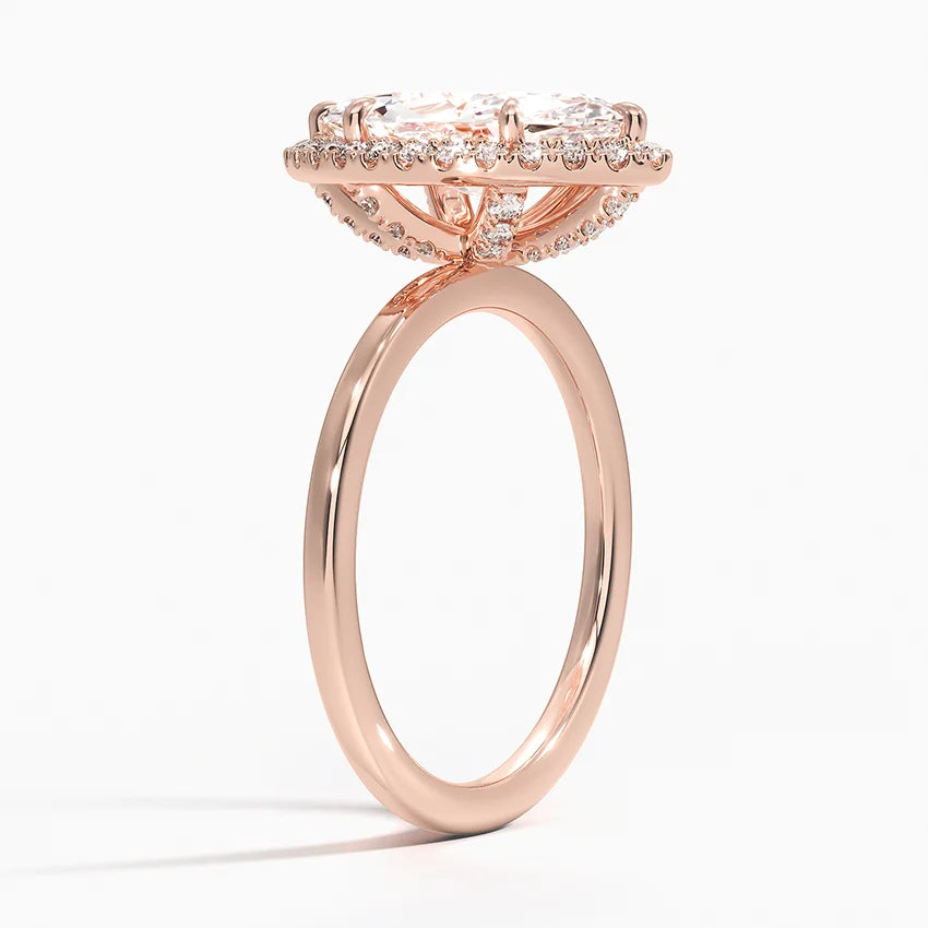 2.25 Karat Marquise Halo Tasarım Tektaş Laboratuvar Pırlanta Yüzük 18K -Ophelia - Bold Diamonds