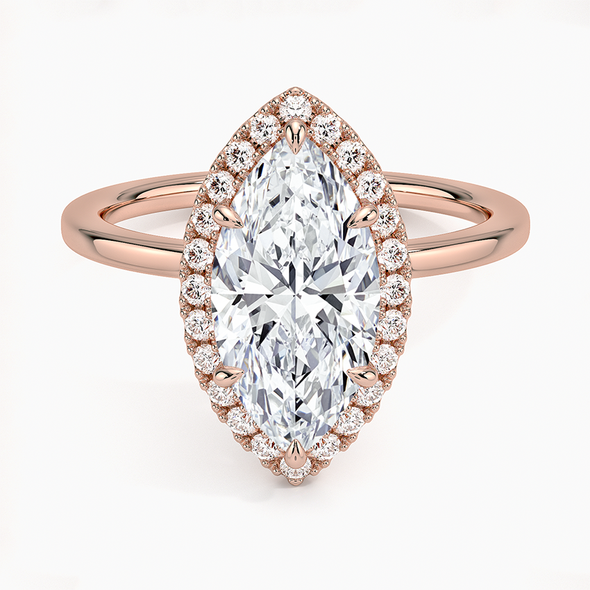 2.25 Karat Marquise Halo Tasarım Tektaş Laboratuvar Pırlanta Yüzük 18K -Ophelia - Bold Diamonds