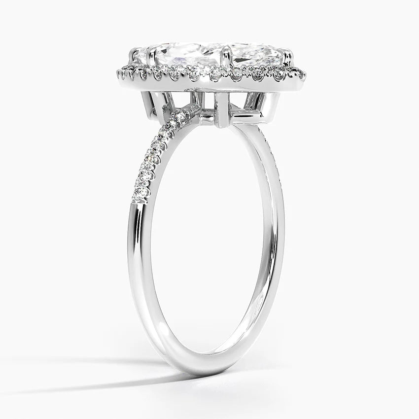 2.25 Karat Marquise Halo Tasarım Tektaş Laboratuvar Pırlanta Yüzük 18K -Valora - Bold Diamonds