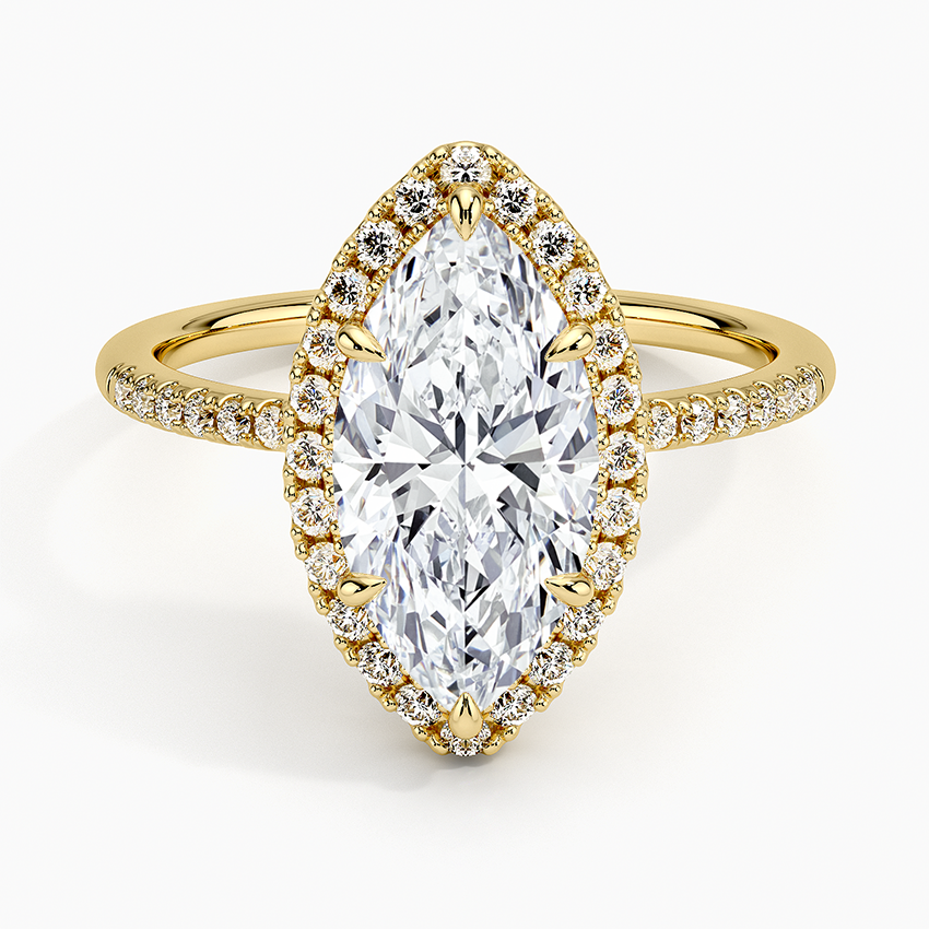2.25 Karat Marquise Halo Tasarım Tektaş Laboratuvar Pırlanta Yüzük 18K -Valora - Bold Diamonds