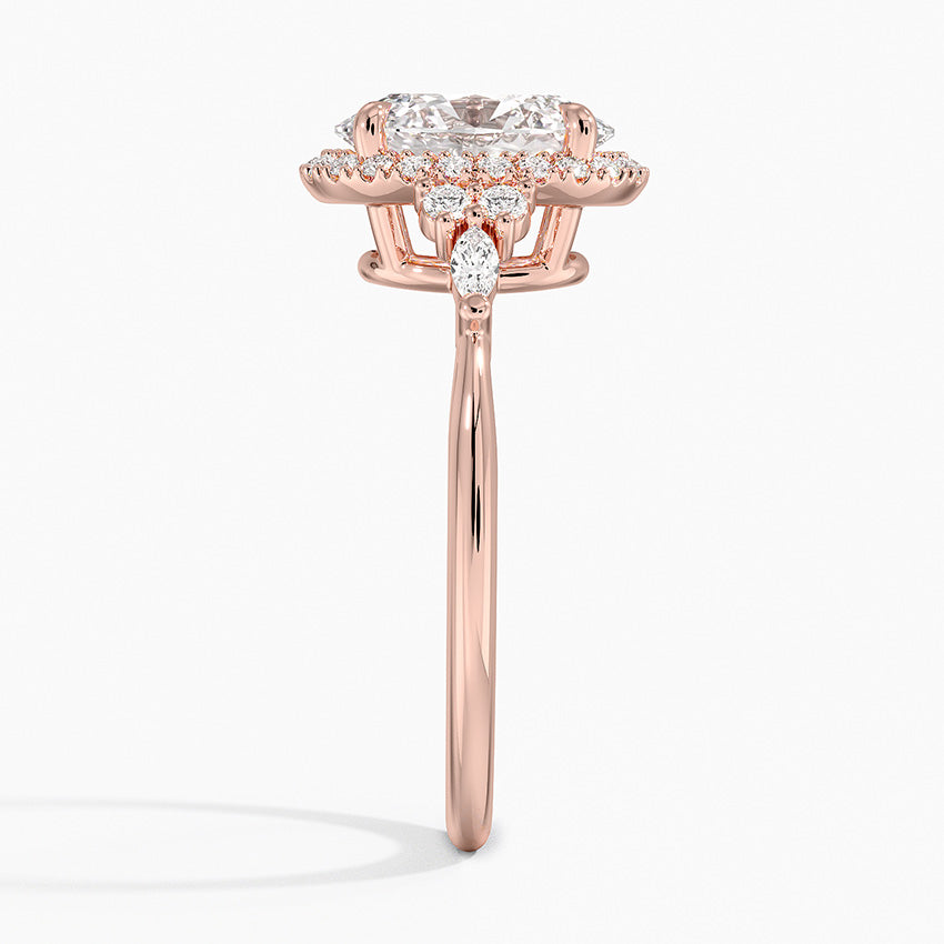 2.25 Karat Oval Halo Tasarım Tektaş Laboratuvar Pırlanta Yüzük 18K -Amara - Bold Diamonds