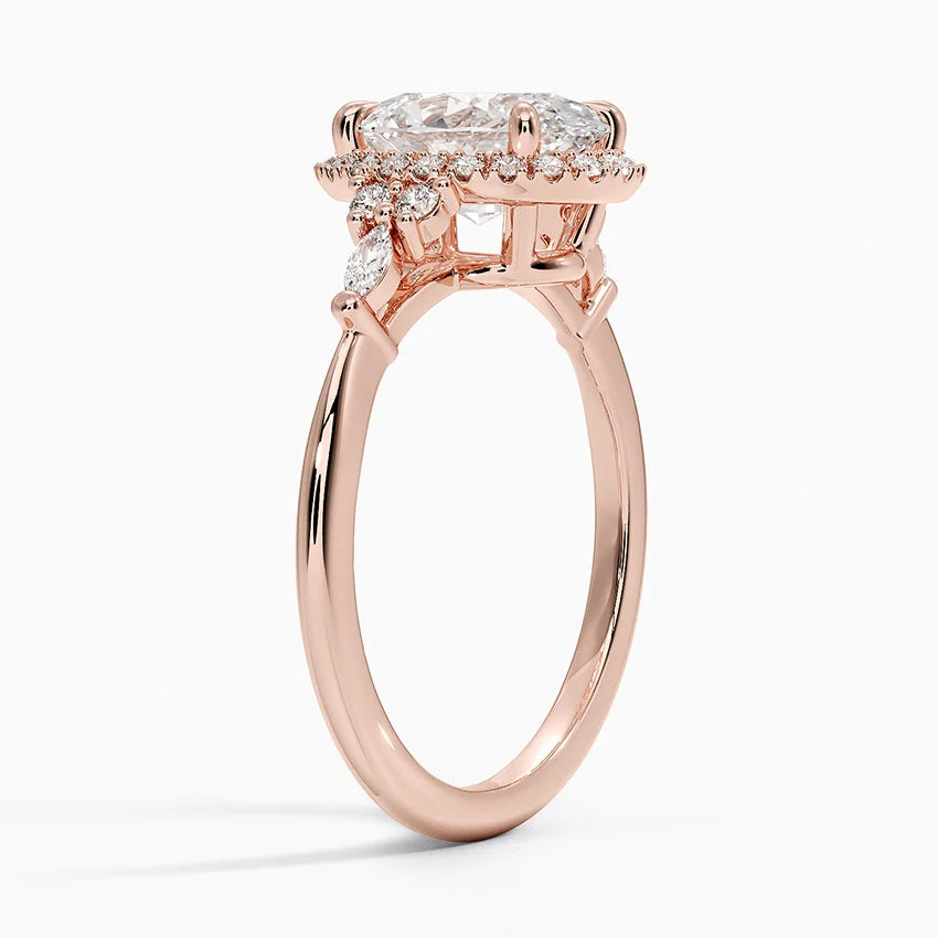 2.25 Karat Oval Halo Tasarım Tektaş Laboratuvar Pırlanta Yüzük 18K -Amara - Bold Diamonds
