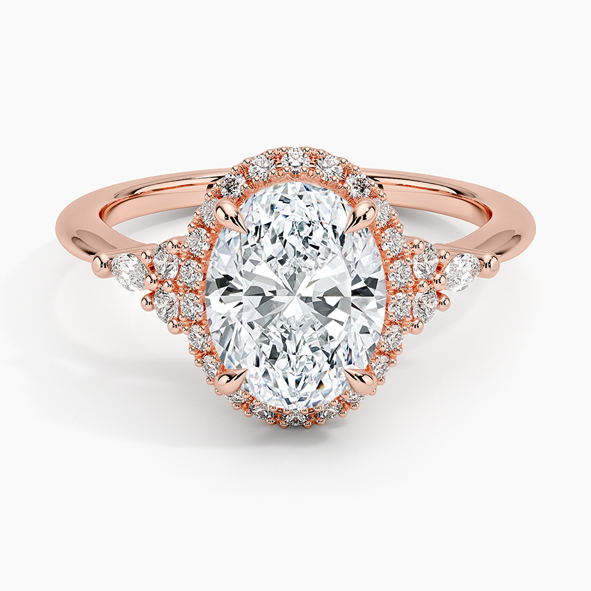 2.25 Karat Oval Halo Tasarım Tektaş Laboratuvar Pırlanta Yüzük 18K -Amara - Bold Diamonds