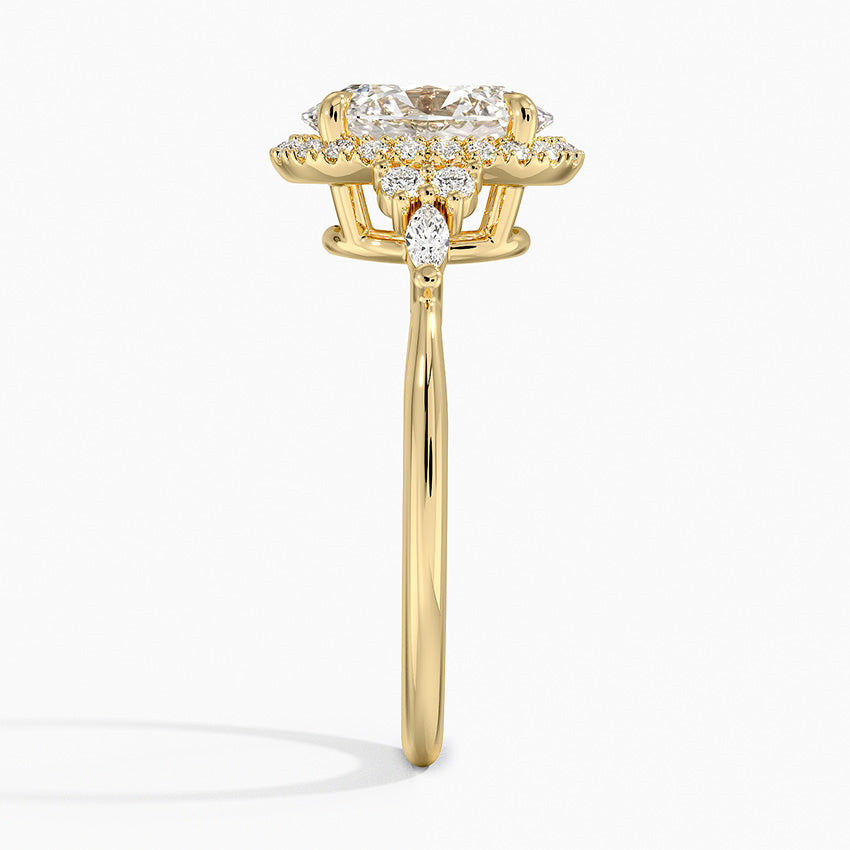 2.25 Karat Oval Halo Tasarım Tektaş Laboratuvar Pırlanta Yüzük 18K -Amara - Bold Diamonds