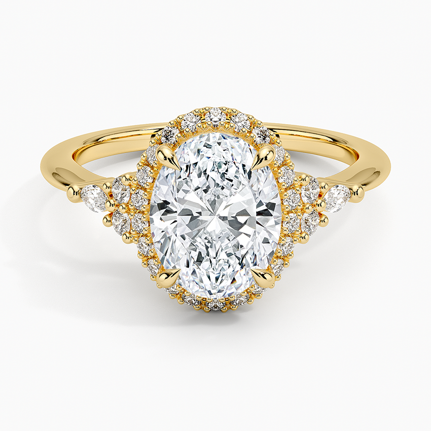 2.25 Karat Oval Halo Tasarım Tektaş Laboratuvar Pırlanta Yüzük 18K -Amara - Bold Diamonds