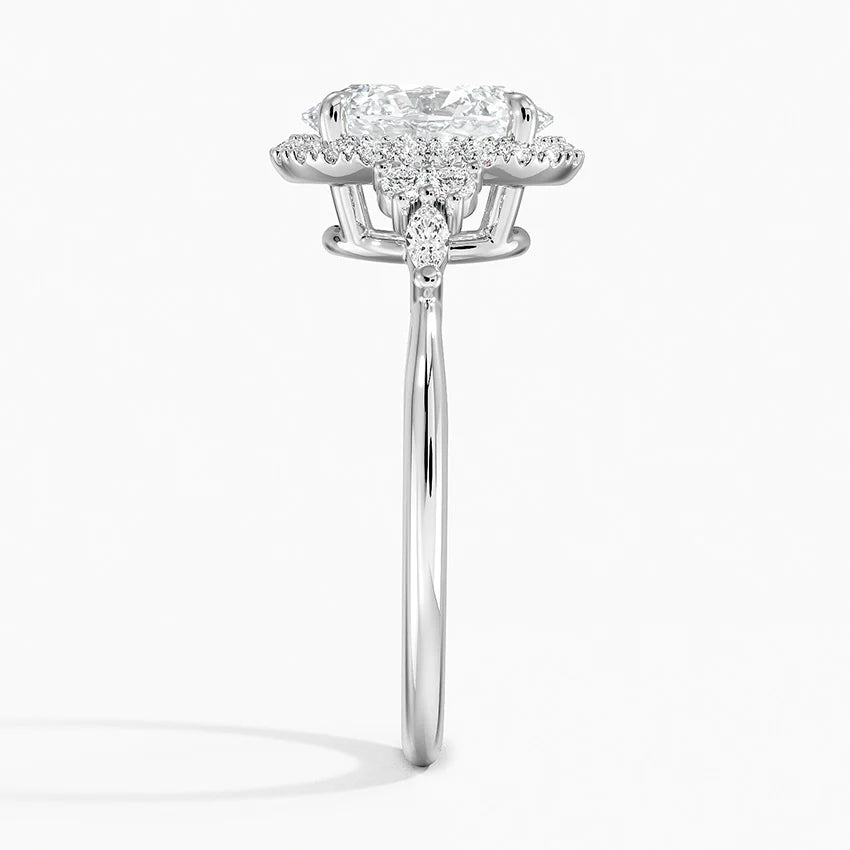 2.25 Karat Oval Halo Tasarım Tektaş Laboratuvar Pırlanta Yüzük 18K -Amara - Bold Diamonds