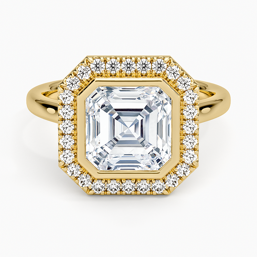 2,30 Karat Asscher Halo Tasarım Tektaş Laboratuvar Pırlanta Yüzük 18K - Eterna - Bold Diamonds