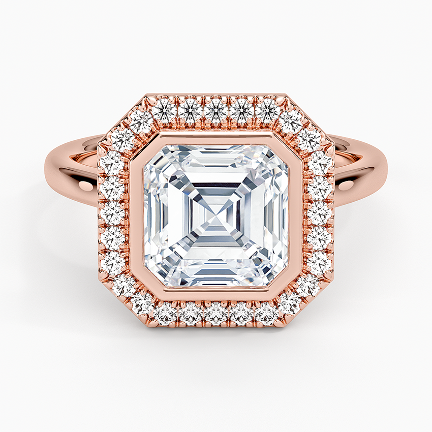 2,30 Karat Asscher Halo Tasarım Tektaş Laboratuvar Pırlanta Yüzük 18K - Eterna - Bold Diamonds