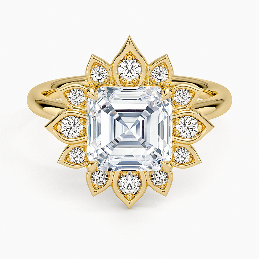 2,30 Karat Asscher Halo Tasarım Tektaş Laboratuvar Pırlanta Yüzük 18K - Solara - Bold Diamonds