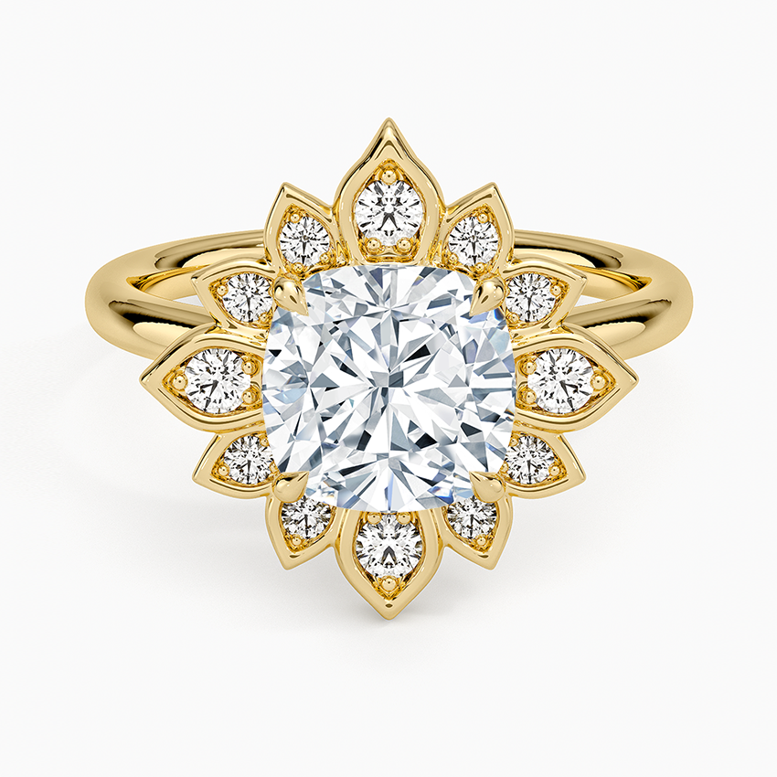 2,30 Karat Cushion Halo Tasarım Tektaş Laboratuvar Pırlanta Yüzük 18K - Solara - Bold Diamonds
