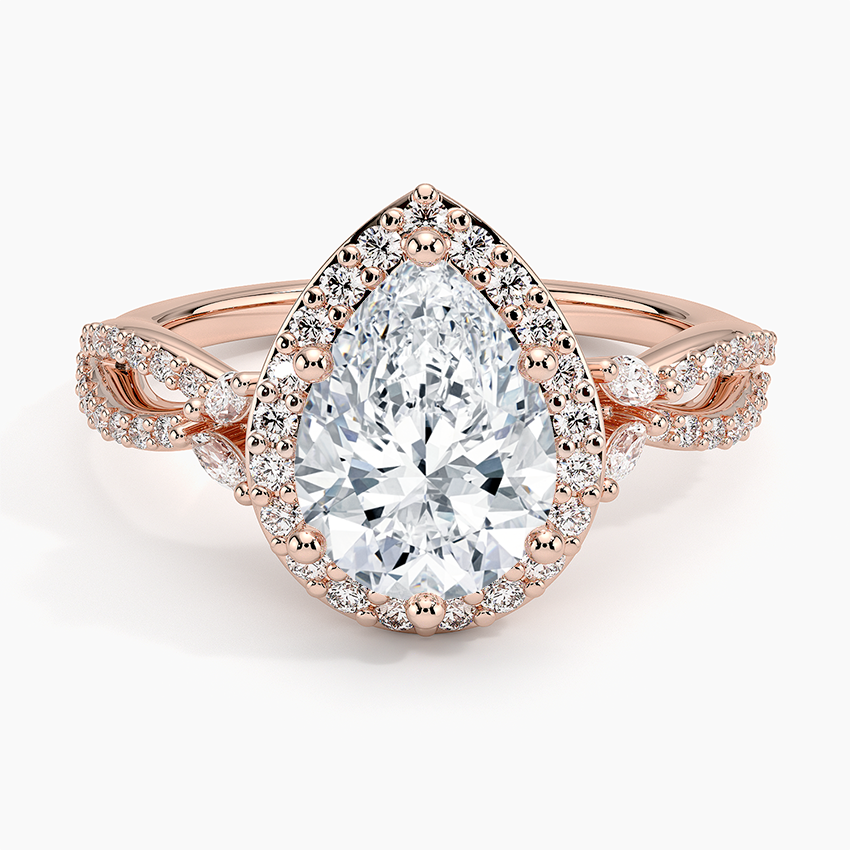 2.30 Karat Damla Halo Tasarım Tektaş Laboratuvar Pırlanta Yüzük 18K -Coronae - Bold Diamonds
