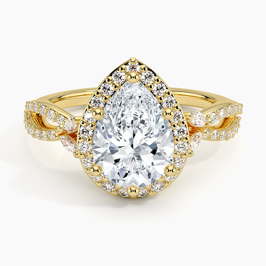 2.30 Karat Damla Halo Tasarım Tektaş Laboratuvar Pırlanta Yüzük 18K -Coronae - Bold Diamonds
