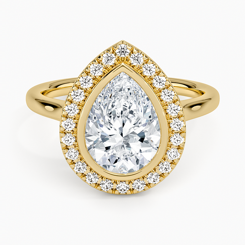 2,30 Karat Damla Halo Tasarım Tektaş Laboratuvar Pırlanta Yüzük 18K - Eterna - Bold Diamonds