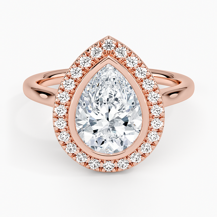 2,30 Karat Damla Halo Tasarım Tektaş Laboratuvar Pırlanta Yüzük 18K - Eterna - Bold Diamonds