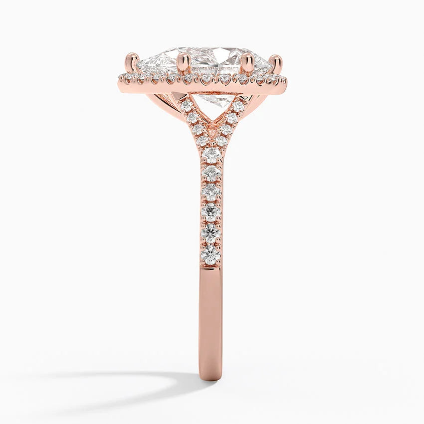 2,30 Karat Damla Halo Tasarım Tektaş Laboratuvar Pırlanta Yüzük 18K -Novara - Bold Diamonds