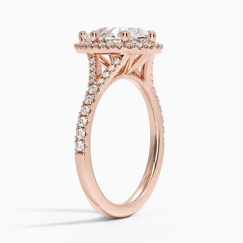 2,30 Karat Damla Halo Tasarım Tektaş Laboratuvar Pırlanta Yüzük 18K -Novara - Bold Diamonds