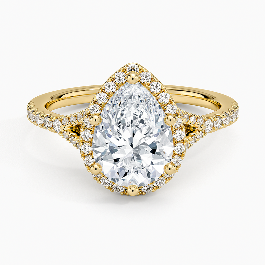 2,30 Karat Damla Halo Tasarım Tektaş Laboratuvar Pırlanta Yüzük 18K -Novara - Bold Diamonds