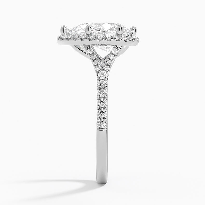 2,30 Karat Damla Halo Tasarım Tektaş Laboratuvar Pırlanta Yüzük 18K -Novara - Bold Diamonds