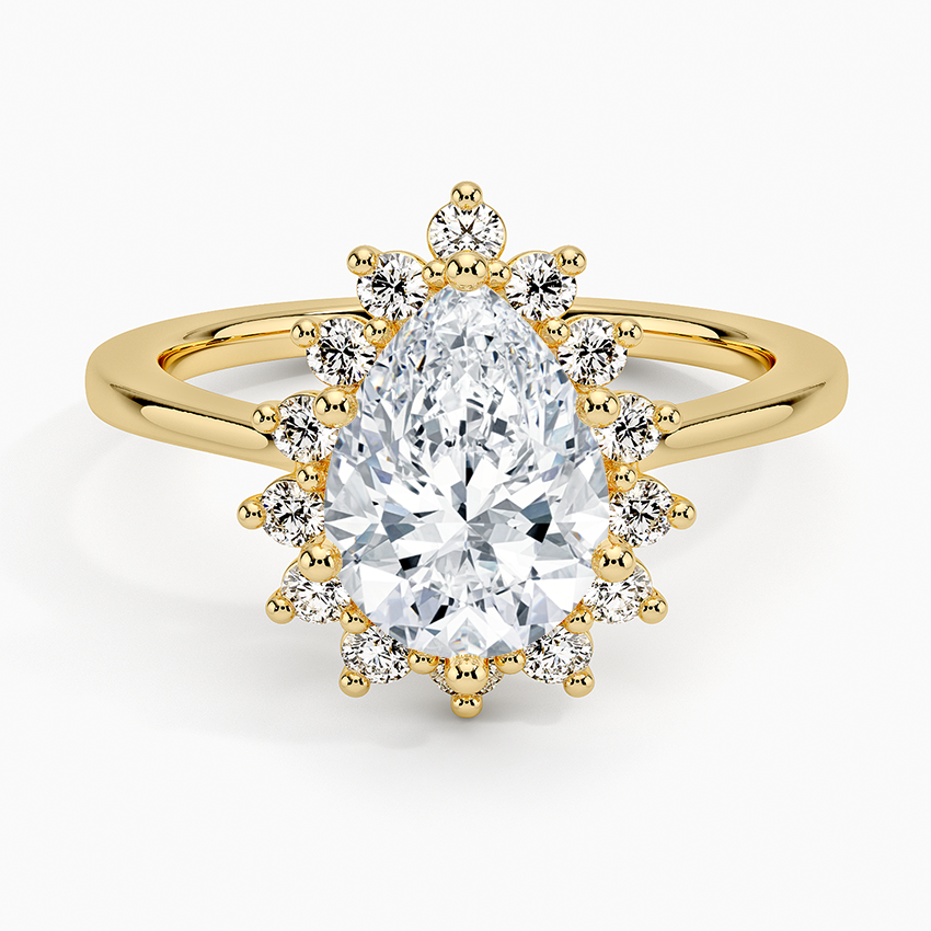 2,30 Karat Damla Halo Tasarım Tektaş Laboratuvar Pırlanta Yüzük 18K -Vespera - Bold Diamonds