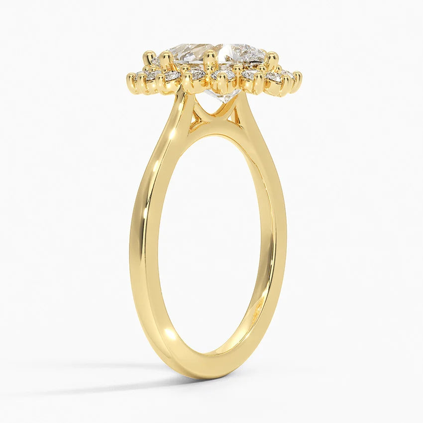 2,30 Karat Damla Halo Tasarım Tektaş Laboratuvar Pırlanta Yüzük 18K -Vespera - Bold Diamonds
