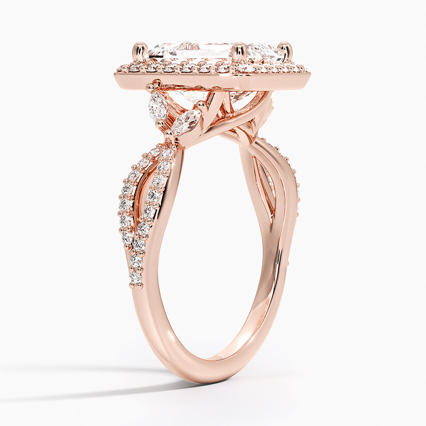 2.30 Karat Emerald Halo Tasarım Tektaş Laboratuvar Pırlanta Yüzük 18K -Coronae - Bold Diamonds